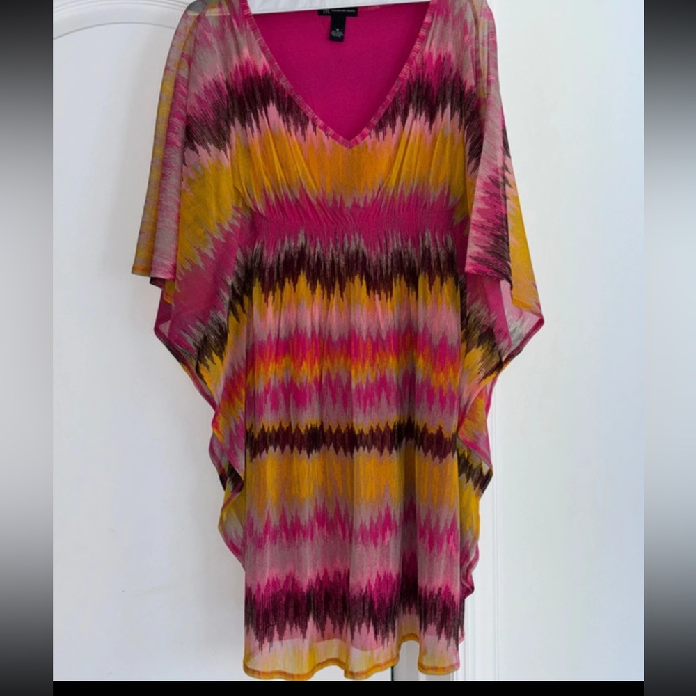 INC International Concepts Vibrant Pink and Yellow Maxi Dress
